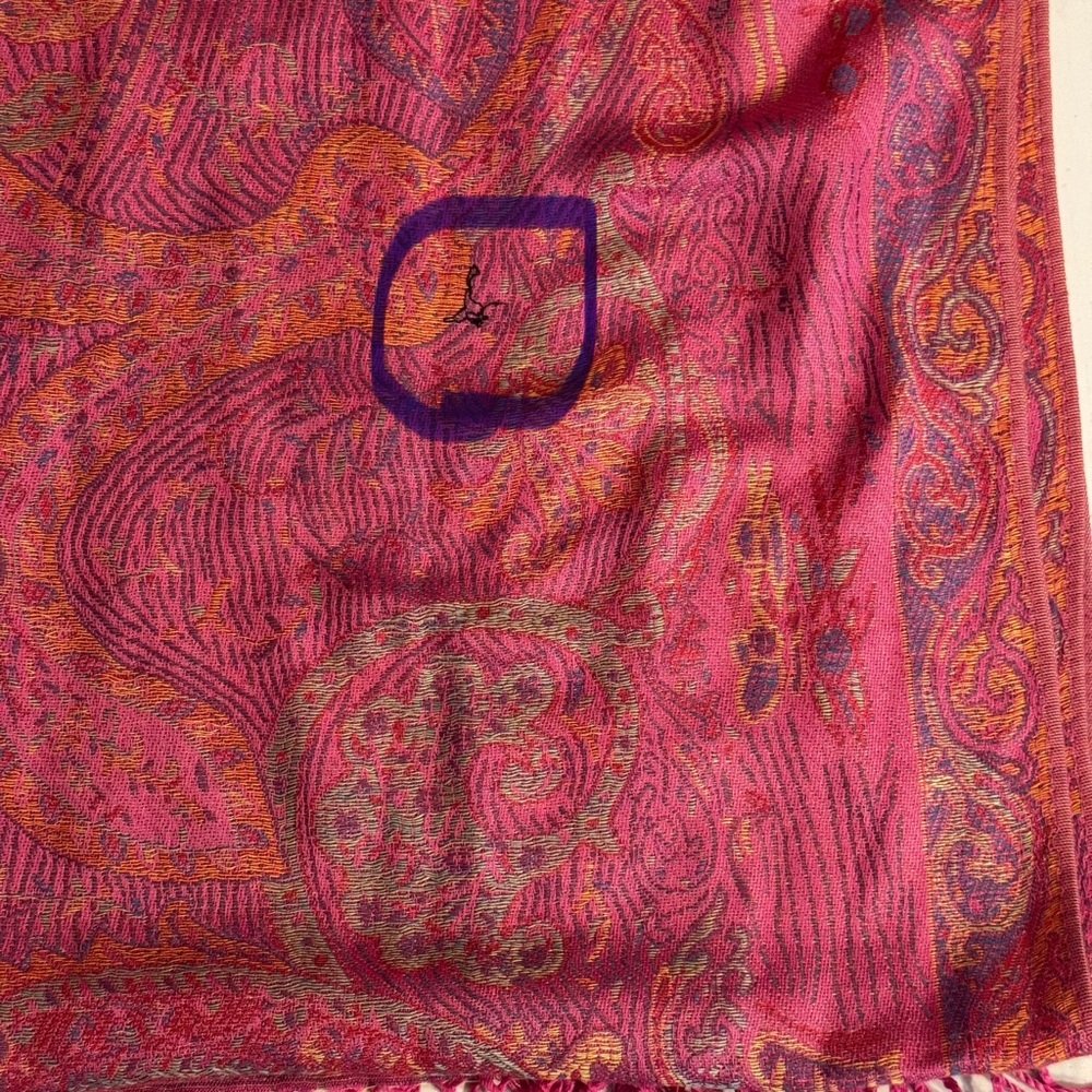 Hope Breast Cancer Awareness Scarf Pink Paisley Fringe Wrap Shawl, NWOT - Picture 6 of 6